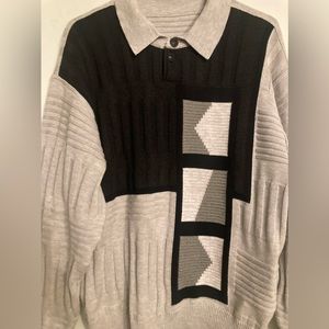 Carlo Colucci vintage color block cable knit collar long sleeve sweater size 48